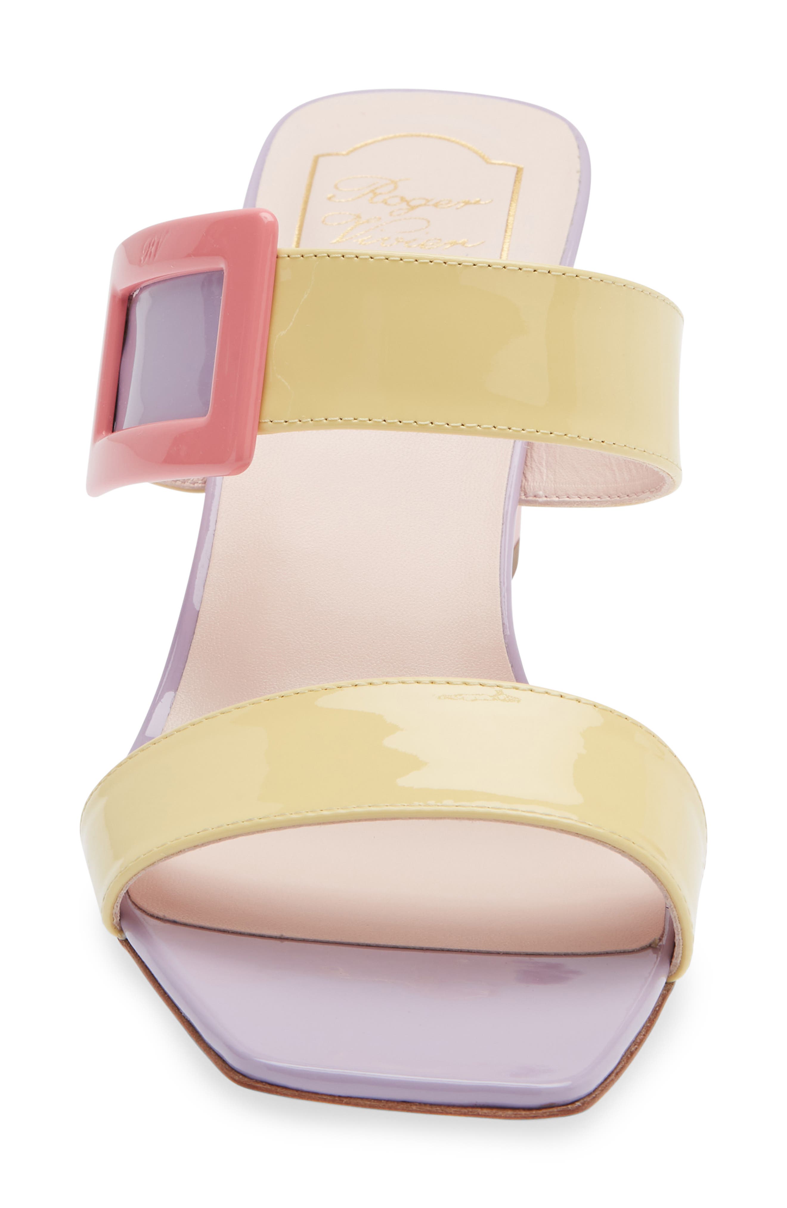 Roger Vivier Belle Vivier Colorblock Wedge Sandal, Alternate, color, Yellow/ Violet/ Pink