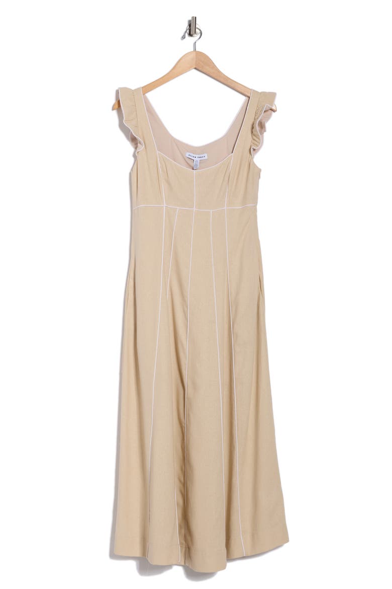Piped Midi Dress, Alternate, color, LINEN