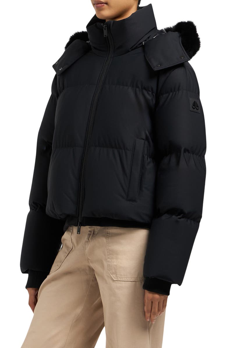 Moose Knuckles Misti Water Repellent & Wind Resistant Down Puffer Jacket with Removable Genuine Shearling Trim, Alternate, color, 