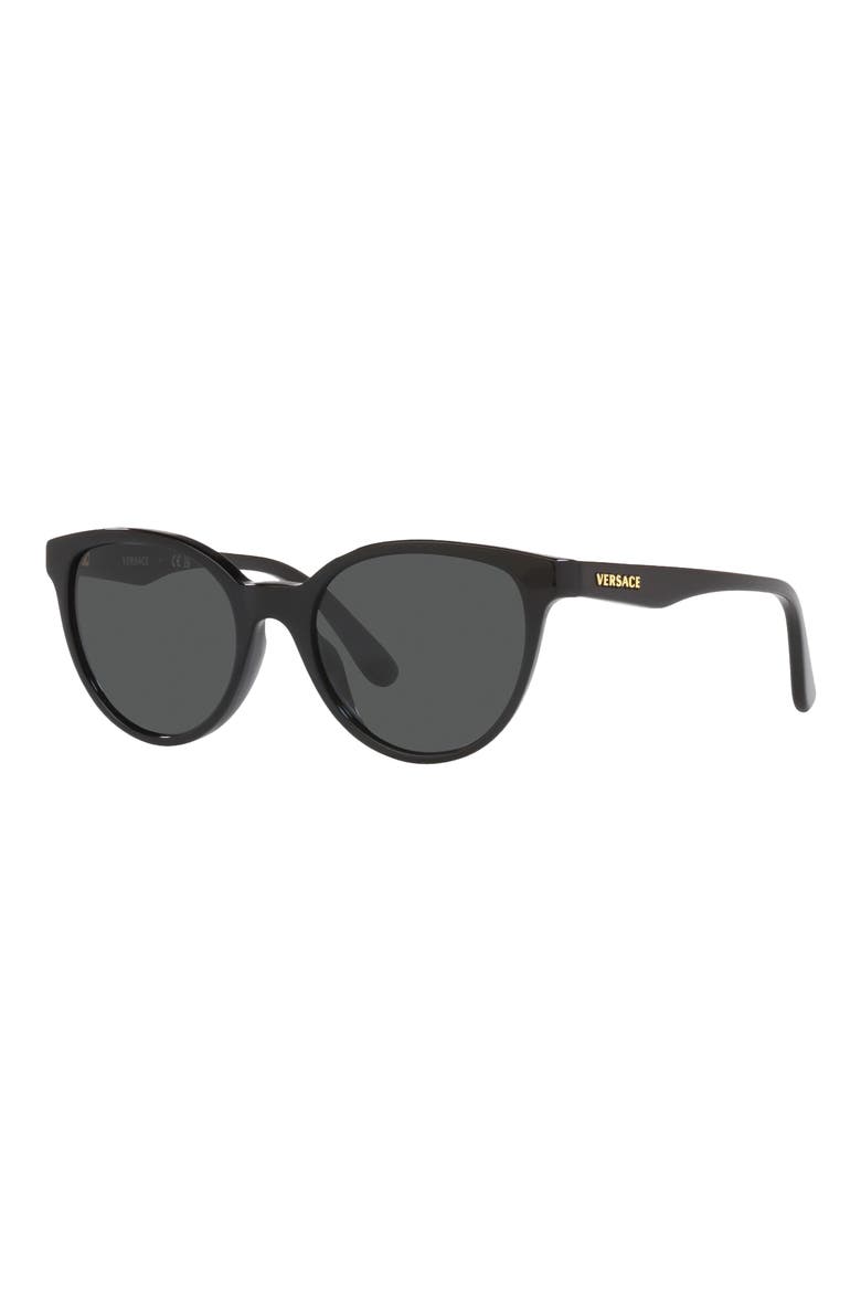 Kids' Phantos 46mm Small Round Sunglasses, Alternate, color, BLACK / DARK GREY