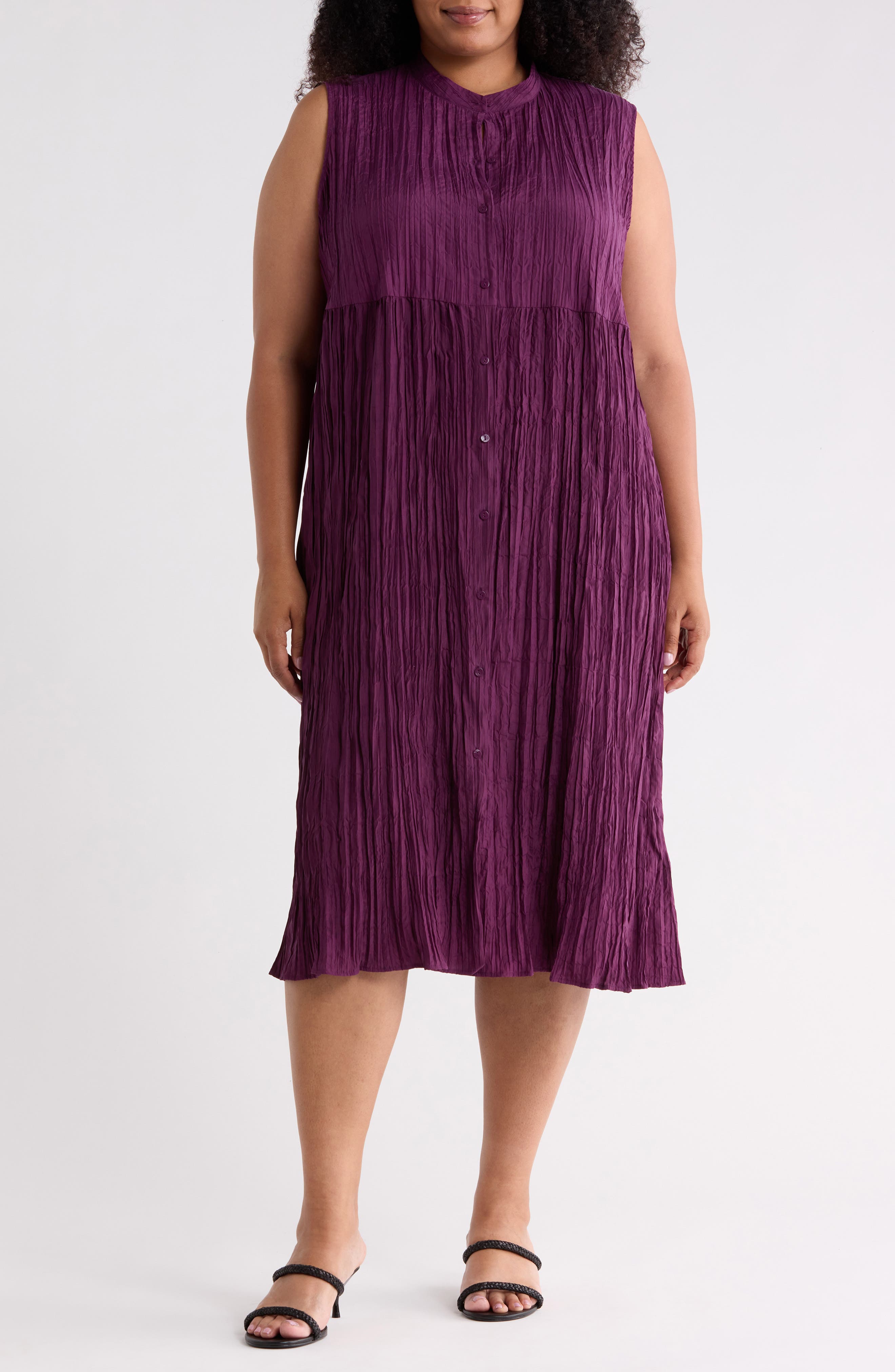 Eileen Fisher Sleeveless Silk Midi Shirtdress