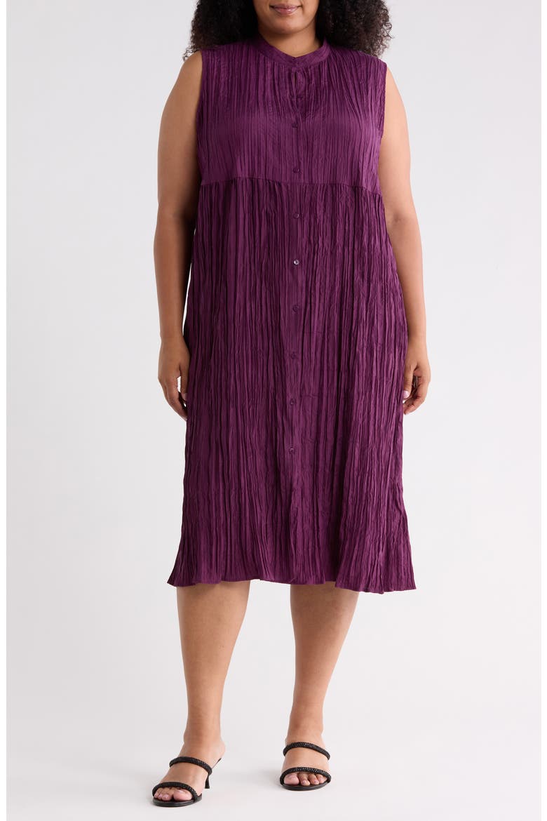 Sleeveless Silk Midi Shirtdress, Main, color, BLACKBERRY