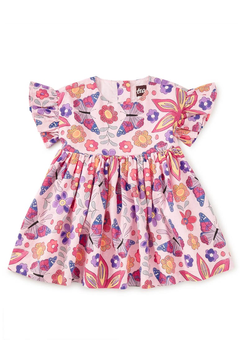 Ruffle Sleeve Baby Dress Set, Alternate, color, Butterfly Tile