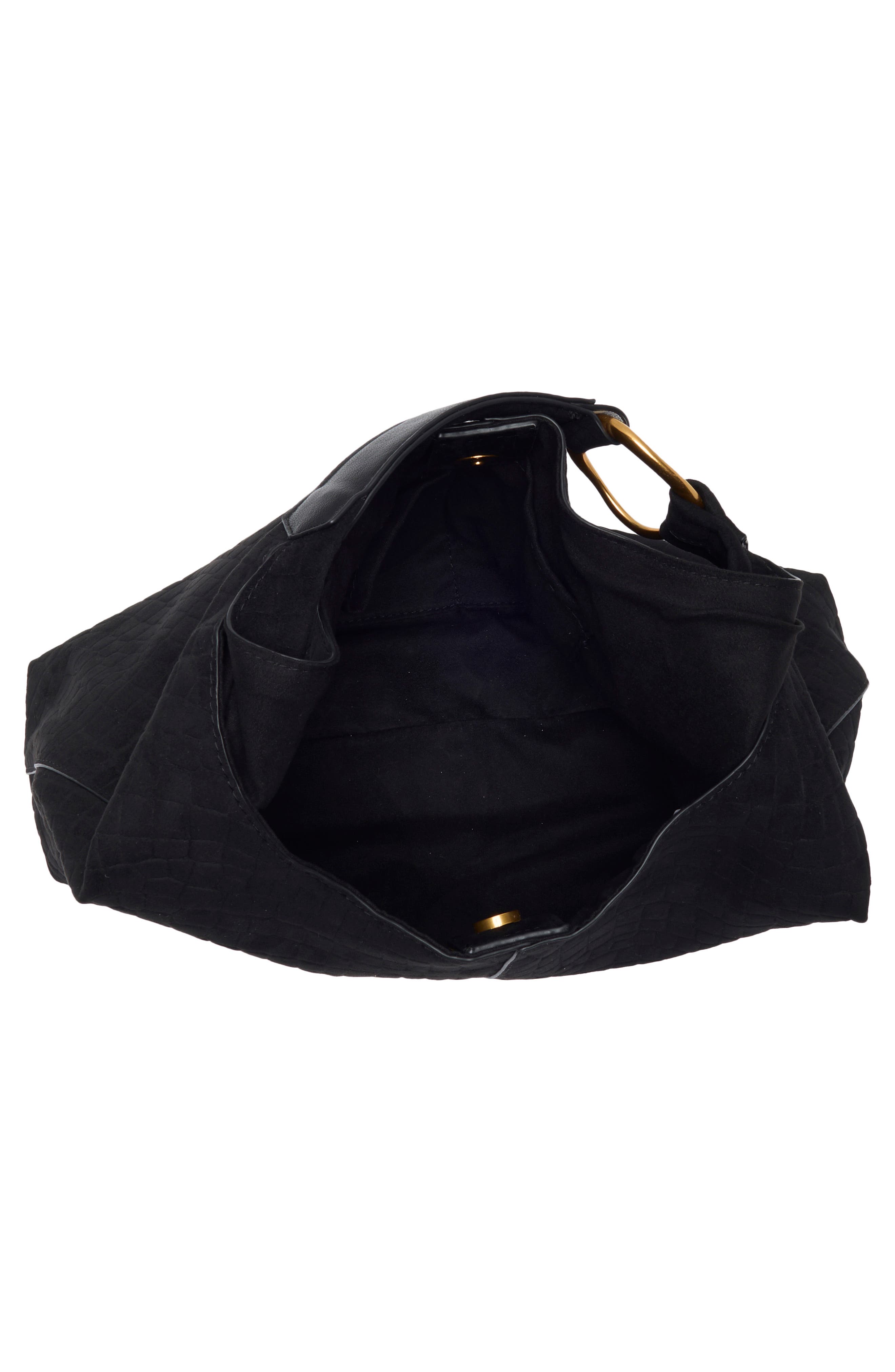 Greta Shoulder Bag, Alternate, color, BLACK CROCO EMBOSS SUEDE