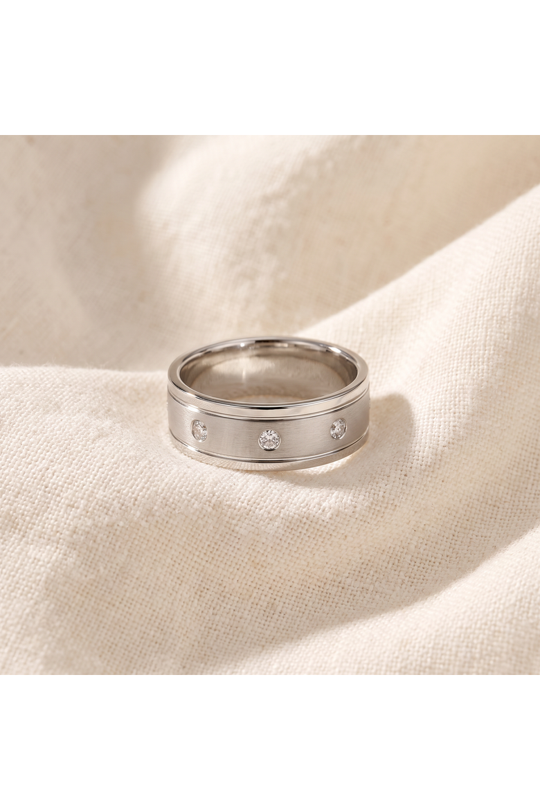 Men's 1/2ct Diamond 8mm Matte Comfort Fit Wedding Band Tungsten Ring, Alternate, color, Tungsten