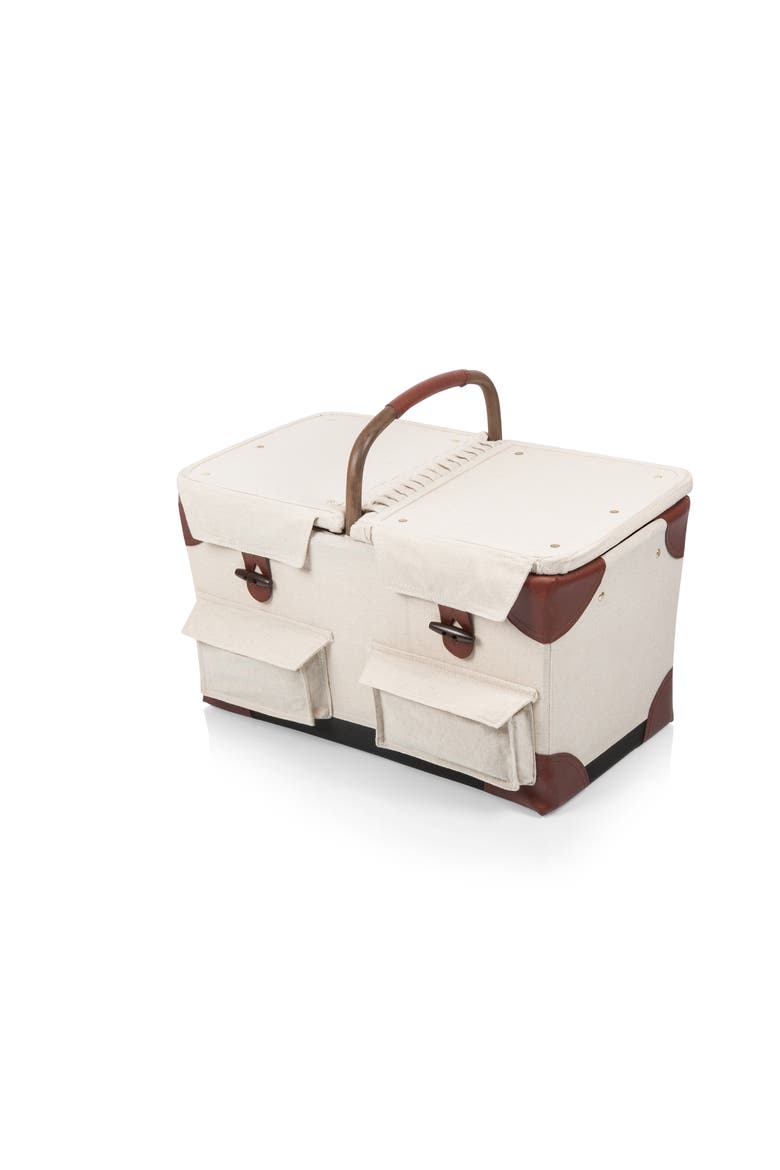 Pioneer Picnic Basket, Alternate, color, Beige with Navy & Brown