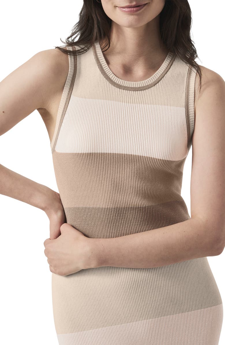 Splendid Katya Colorblock Stripe Sweater Midi Dress, Alternate, color, Neutral Multi