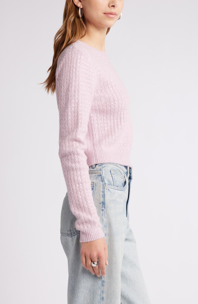 Open Edit Sequin Crewneck Sweater, Alternate, color,