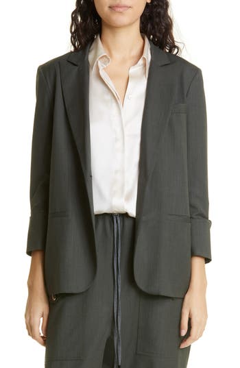 Twp Boyfriend Stretch Wool Blazer In Green