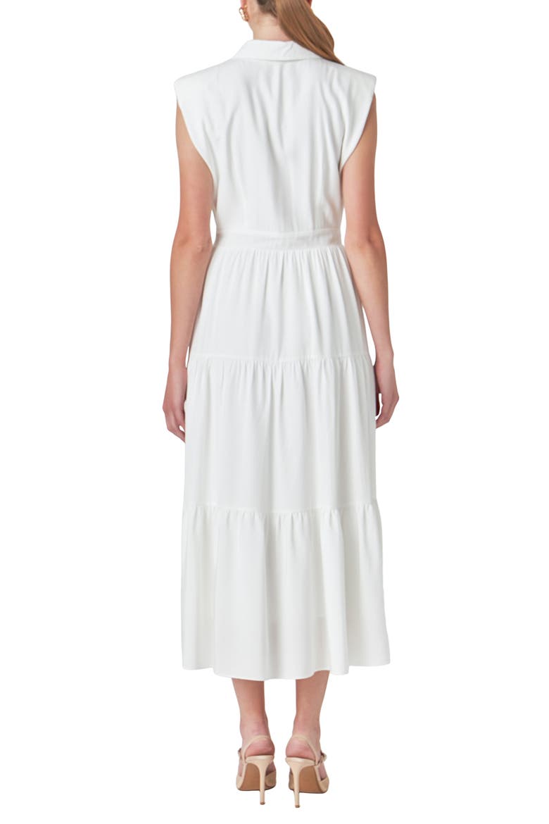 Pintuck Detail Tiered Midi Dress, Alternate, color, WHITE