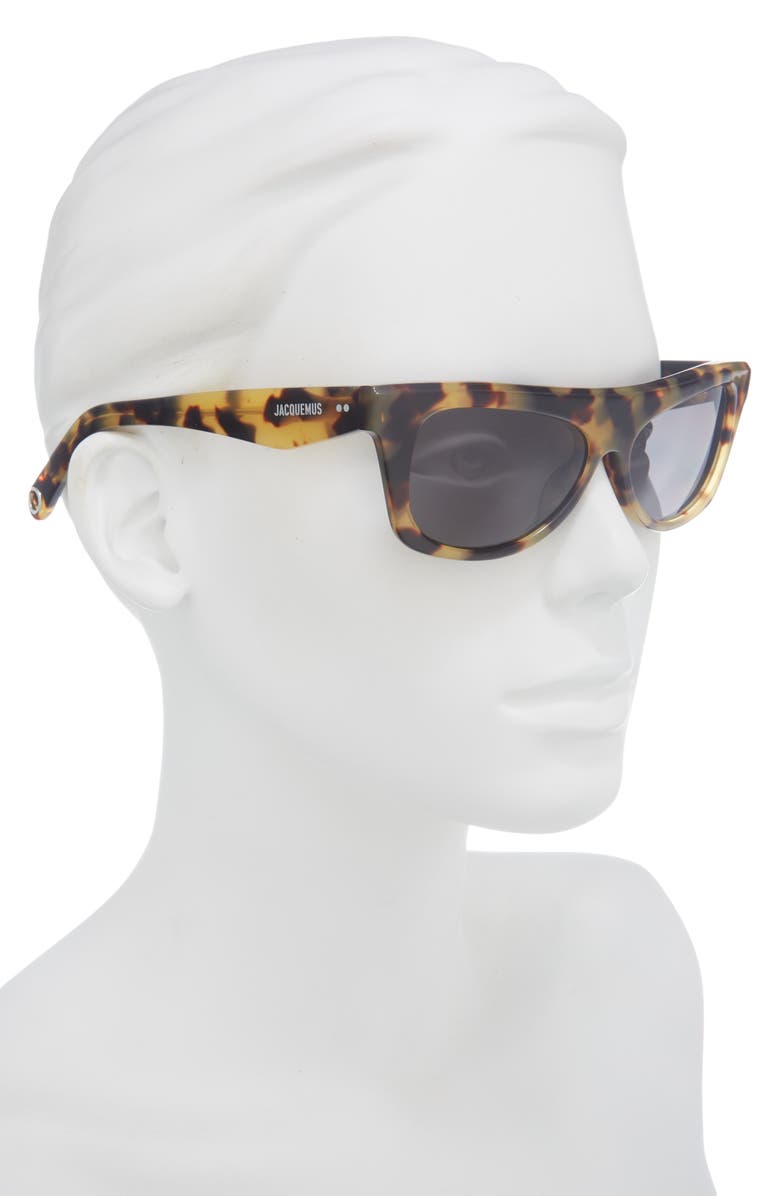 Jacquemus Pina Rectangular Sunglasses, Alternate, color, Tortoise/ Grey