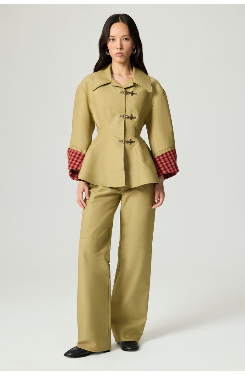 Nocturne Buckle-Front Fitted Jacket, Main, color, Olive Green