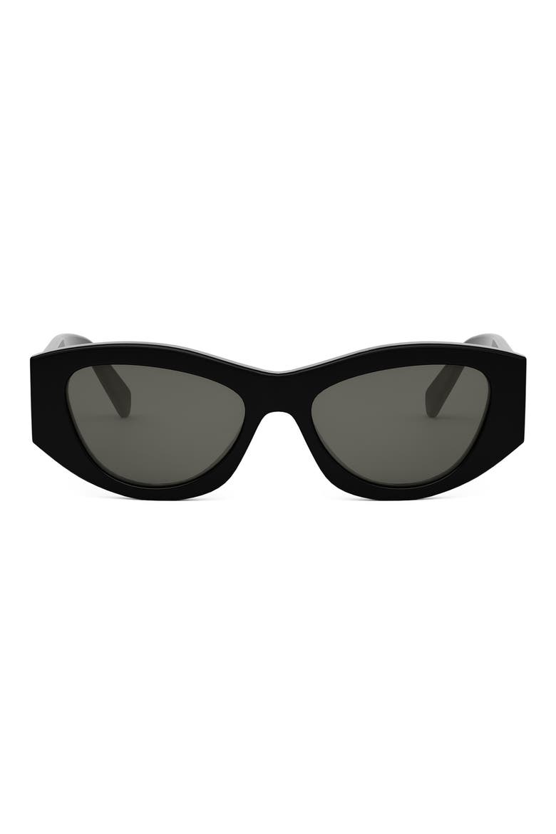 Triomphe 55mm Rectangular Sunglasses, Main, color, SHINY BLACK / SMOKE