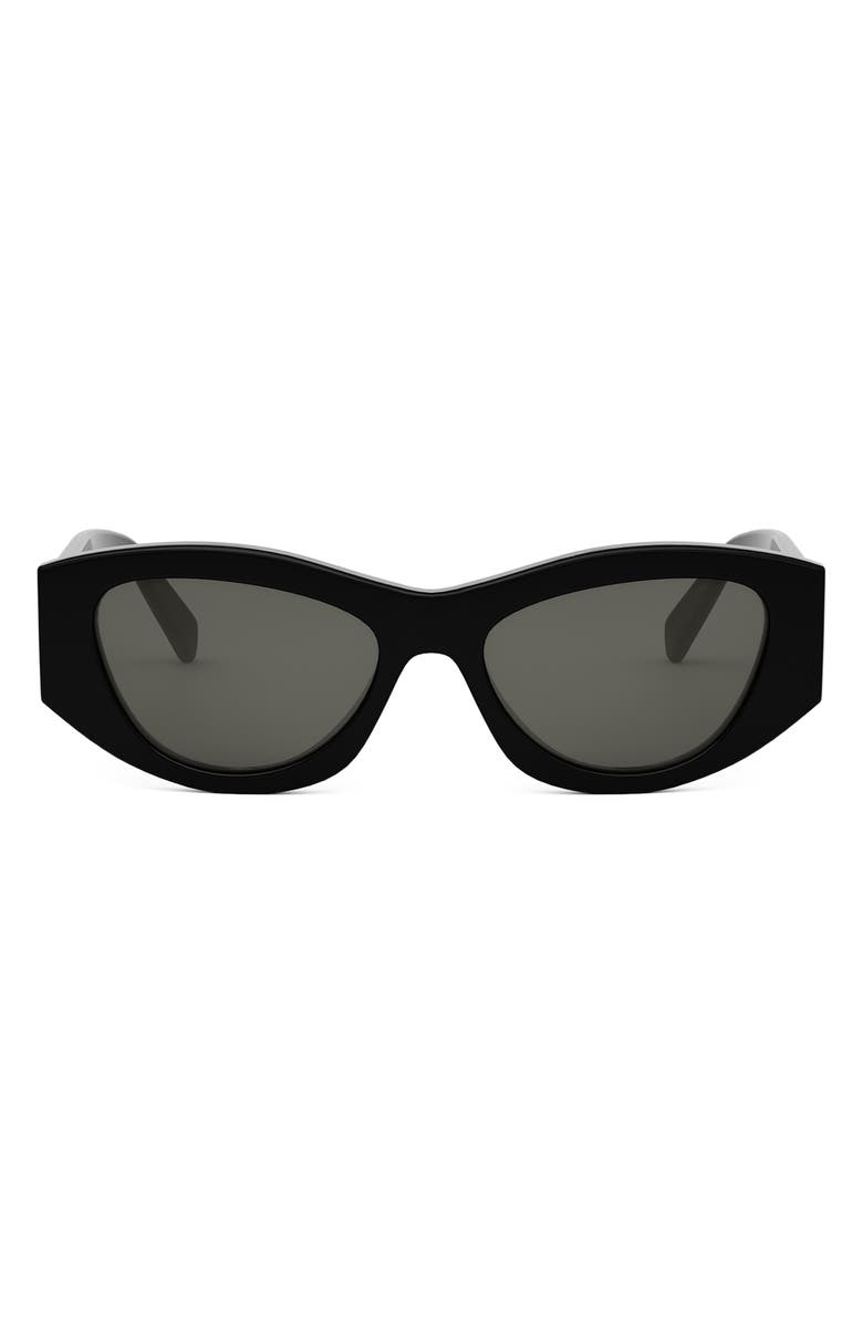 CELINE Triomphe 55mm Rectangular Sunglasses, Main, color, Shiny Black / Smoke