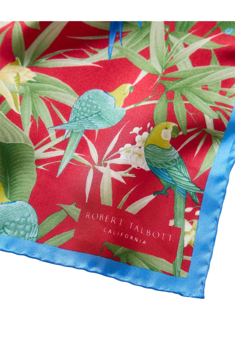 York Tropical Floral Pocket Square, Alternate, color, Blue/Red