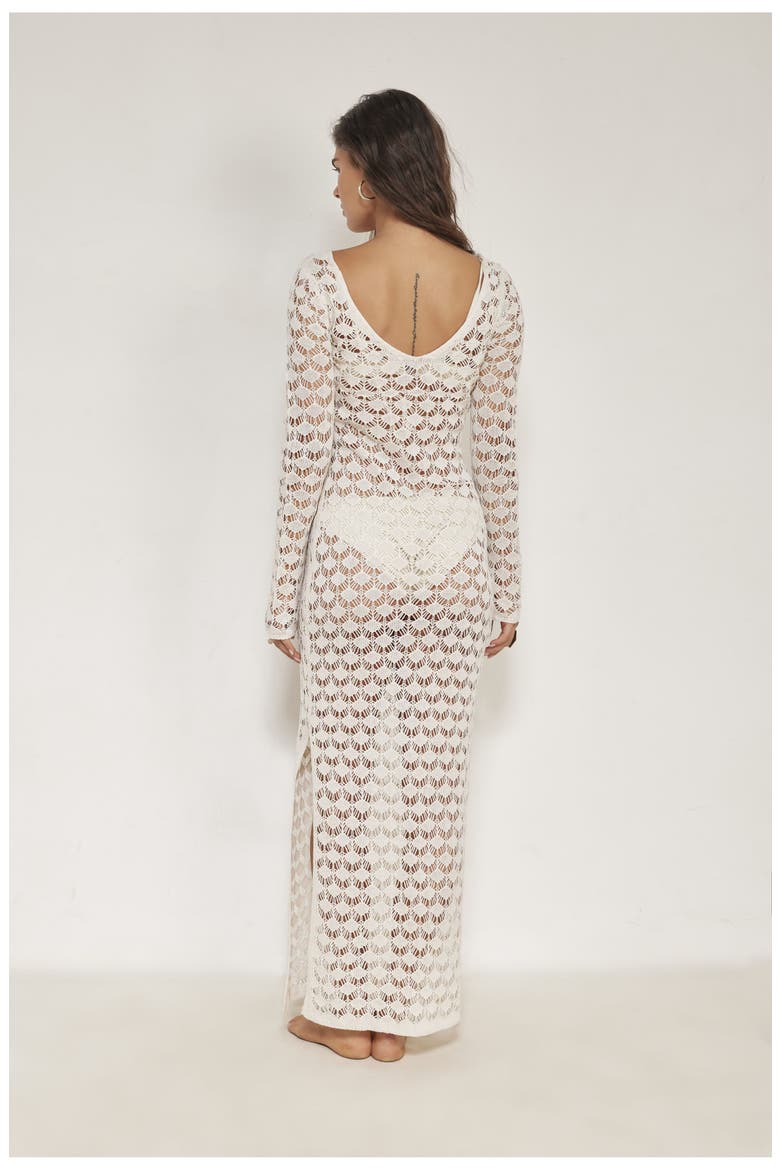 Rama Open Back Crochet Maxi Dress Cover-Up, Alternate, color, Beige