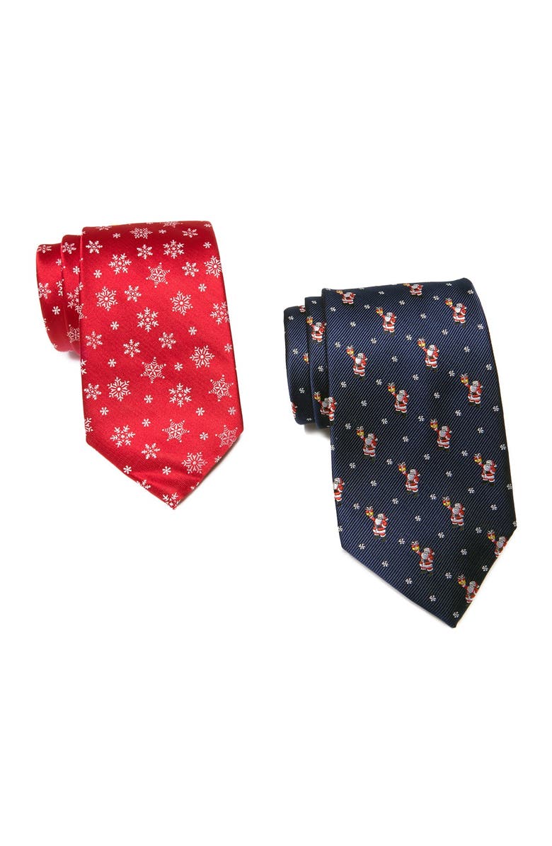 KNOTTY AND NICE Snowman & Snowflake Tie Set, Main, color,