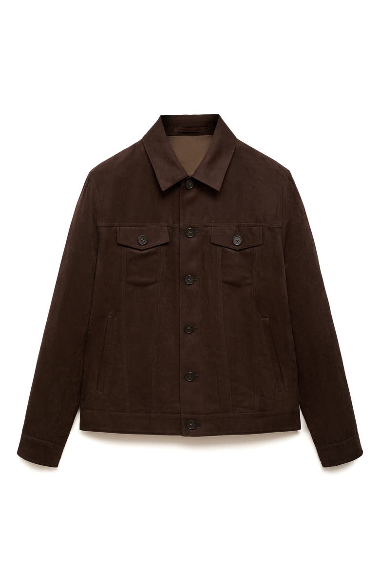 MANGO Suede Effect Trucker Jacket, Alternate, color, 