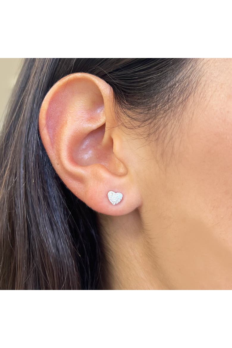 Pave Diamond Heart Stud Earrings, Alternate, color, White Gold