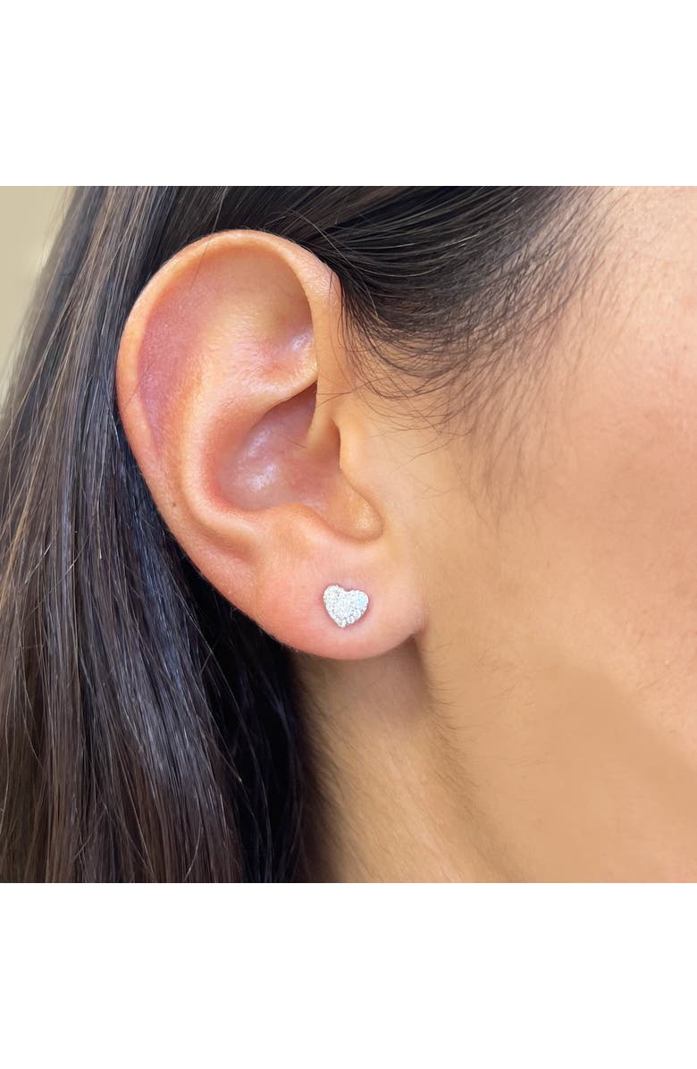The Lovery Fine Jewelry Pave Diamond Heart Stud Earrings, Alternate, color, White Gold