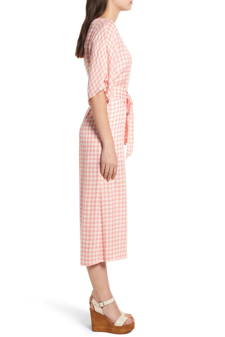 Brunch Gingham Jumpsuit, Alternate, color, GRAPEFRUIT PINK