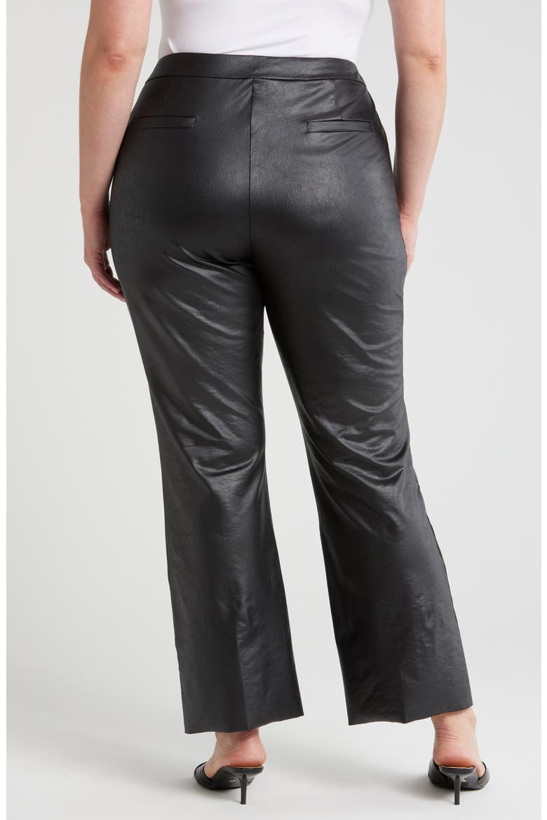 Elysse Foiled Stretch Faux Leather Pants, Alternate, color, BLACK