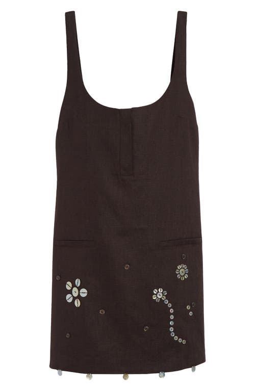 Siedres Womens Alites Embellished Linen Mini Dress Brown In Brown