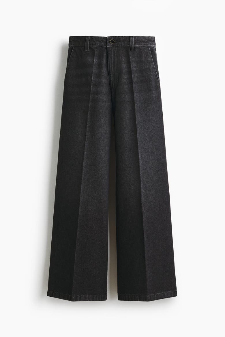 Super Wide High Jeans, Alternate, color, Washed black