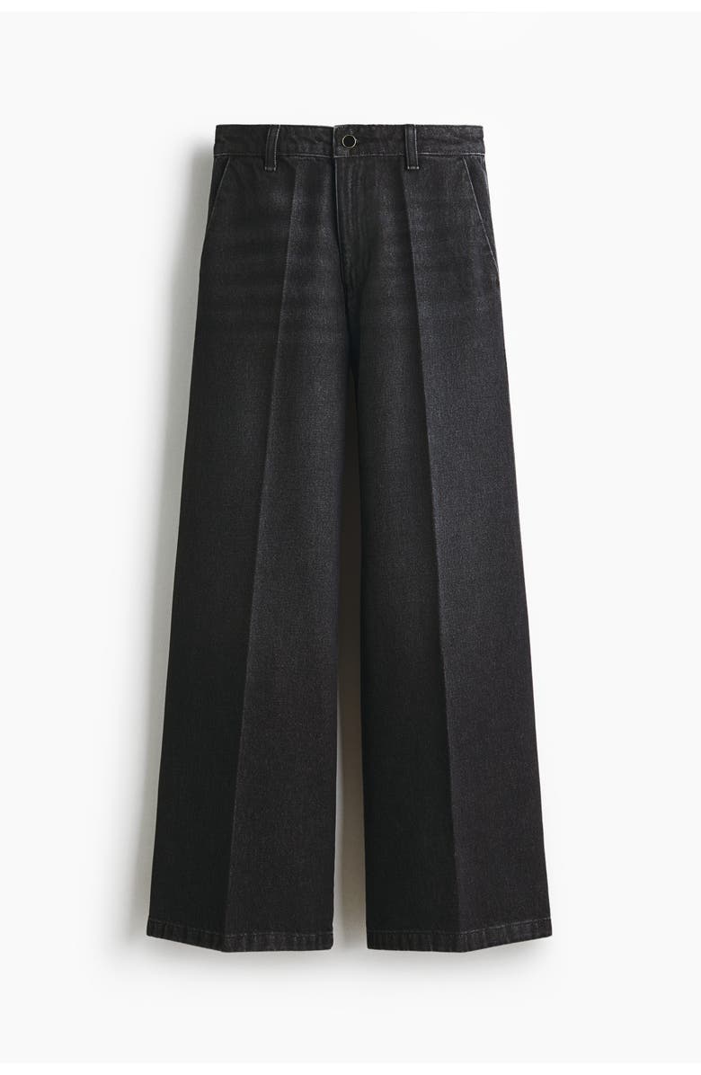 H&M Super Wide High Jeans, Main, color, Washed Black