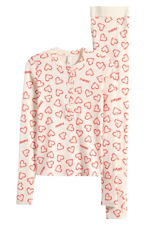 Skims Cotton Rib Henley Pajamas In Multi