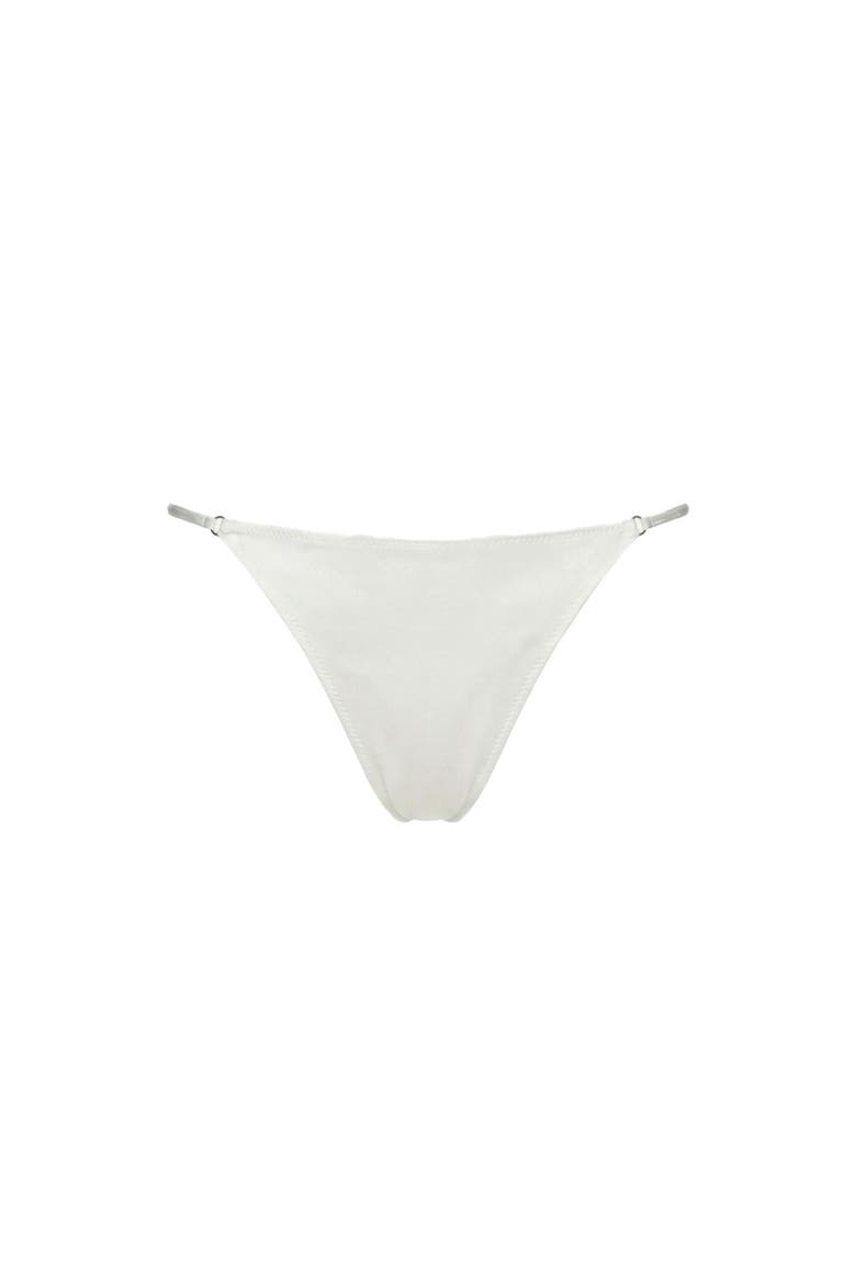 Silky Pure Night Blue Silk Thong Adjustable Minimal G-String, Main, color, White