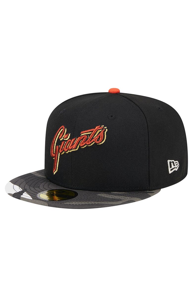 New Era Men's New Era Black San Francisco Giants Metallic Camo 59FIFTY Fitted Hat, Alternate, color, 