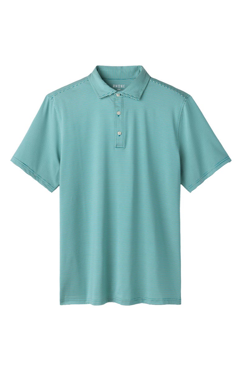 Rhone Drive Time Performance Polo, Alternate, color, Cool Mint/ Ash Blue Stripe