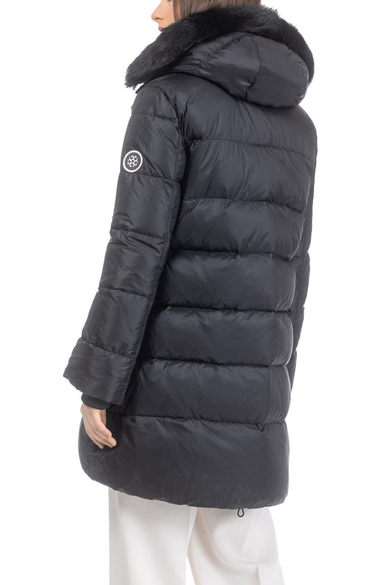 GORSKI Apres-Ski Horizontal Parka Coat with Detachable Toscana Lamb Hood Trim, Alternate, color, Black/Black