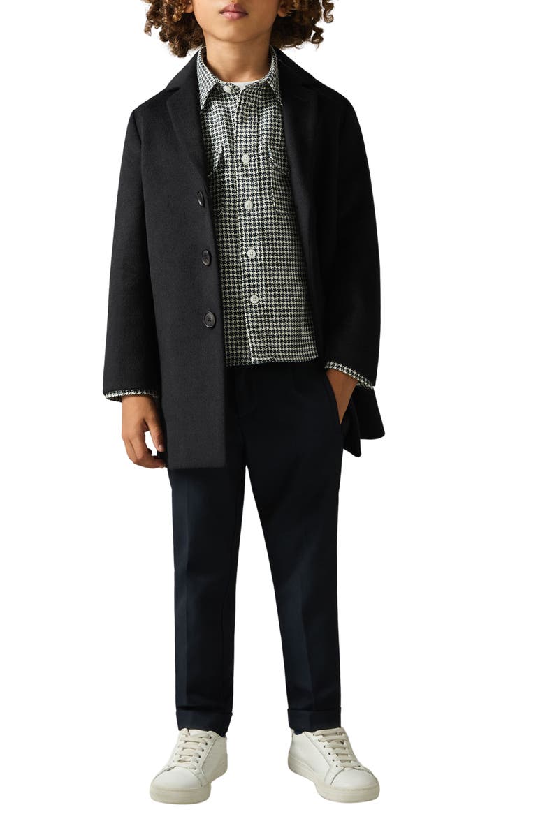 Reiss Kids' Gable Single Breasted Overcoat, Alternate, color, Navy