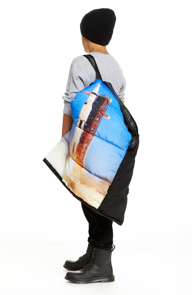 Andy & Evan Kids' Galactic Reversible Hodded Puffer Jacket, Alternate, color, Deep Space Blk