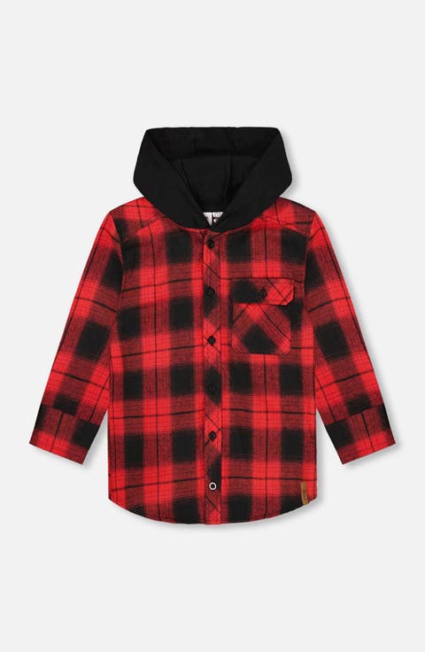 Plaid Flannel Shirt with Hoodie (Toddler & Little Kid)