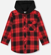 Deux par Deux Plaid Flannel Shirt with Hoodie