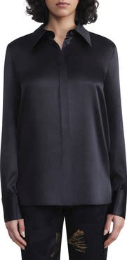 Lafayette 148 New York French Cuff Silk Button-Up Blouse