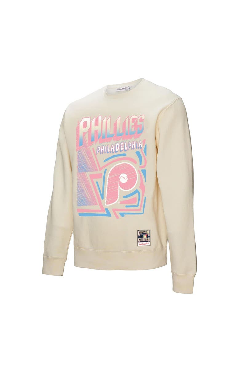 Mitchell & Ness Men's Mitchell & Ness Cream Philadelphia Phillies Sidewalk Sketch Pullover Sweatshirt, Alternate, color, Cream