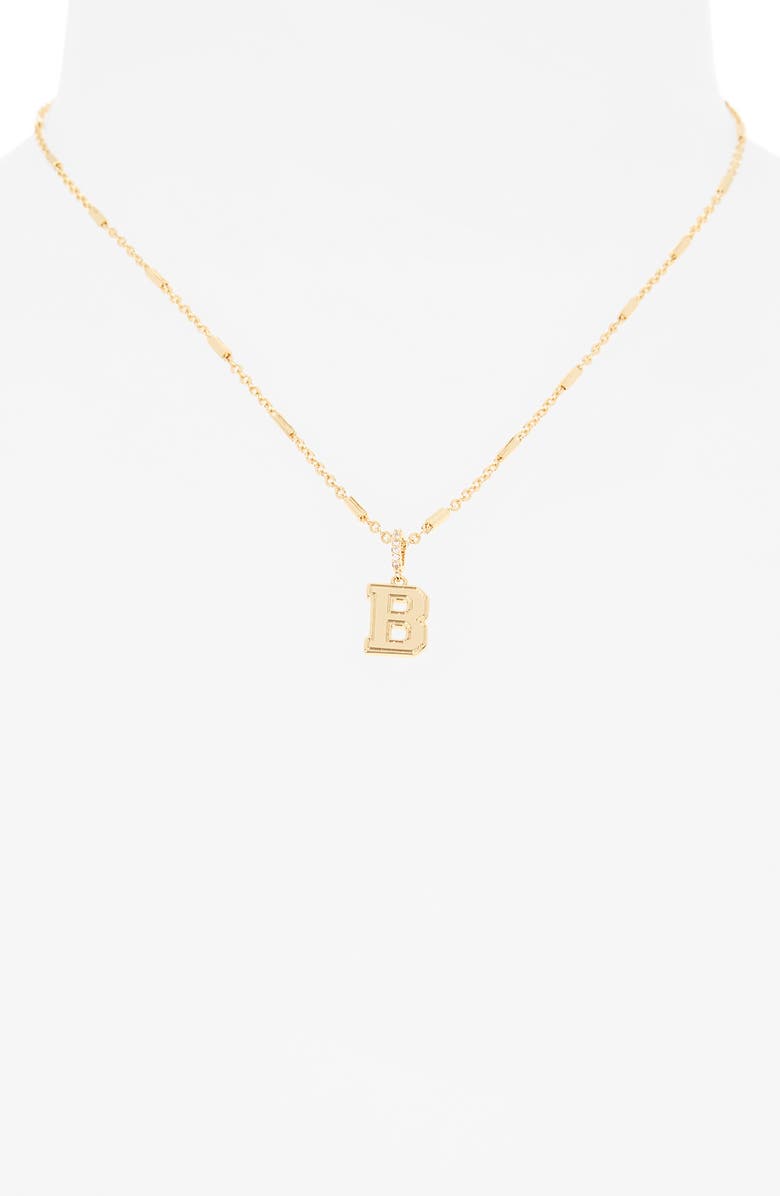 Leith Varsity Font Cubic Zirconia Initial Pendant Necklace, Alternate, color, B- Gold