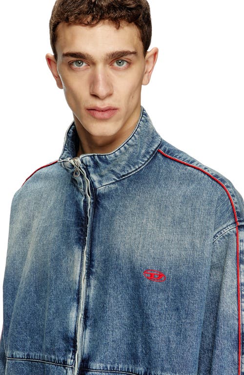 Diesel Men's Piped Denim Zip Jacket In Blue