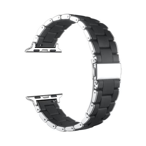 Posh Tech Orla Silicone And Steel Band For Apple Watch In Black