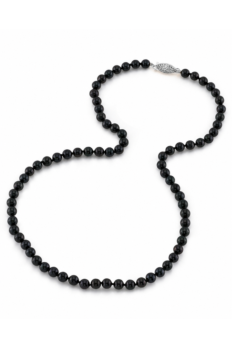 5.0-5.5mm Japanese Akoya Black Pearl Necklace - AA+ Quality, Main, color, Black Pearls