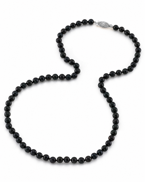 5.0-5.5mm Japanese Akoya Black Pearl Necklace - AAA Quality