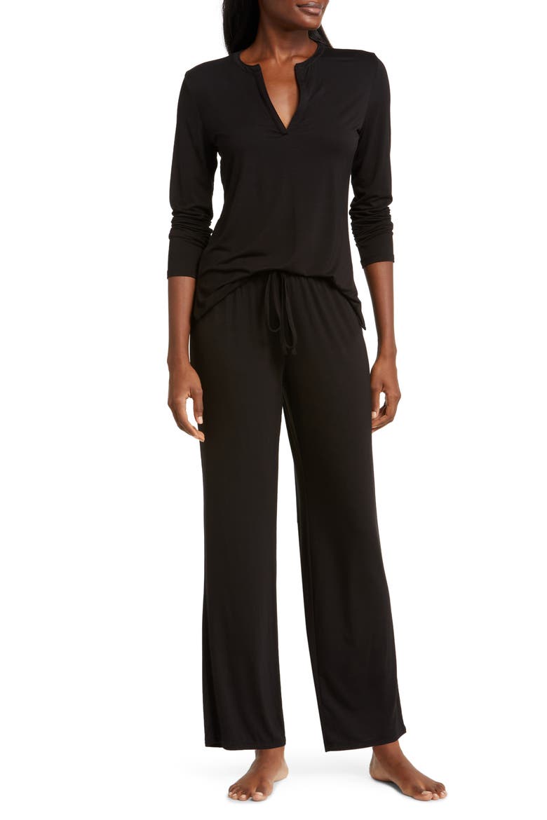 Feathers Elements Pajamas, Main, color, BLACK