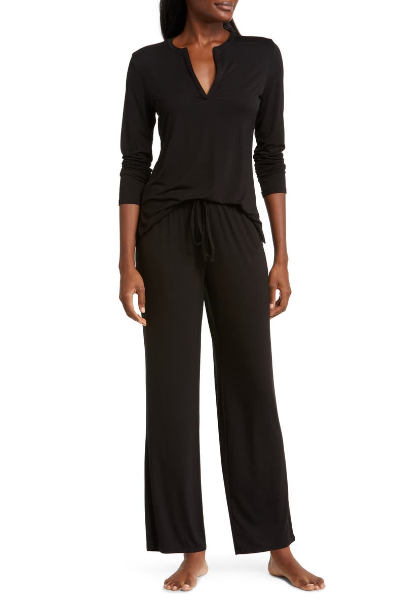 Natori Feathers Elements Pajamas, Main, color, Black