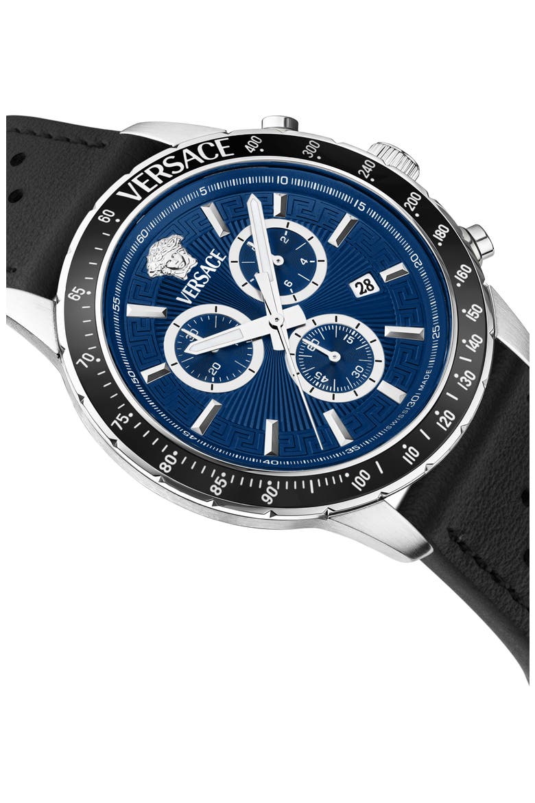 Sport Chronograph Silicone Strap Watch, 44mm, Alternate, color, BLACK/ BLUE/ SILVER