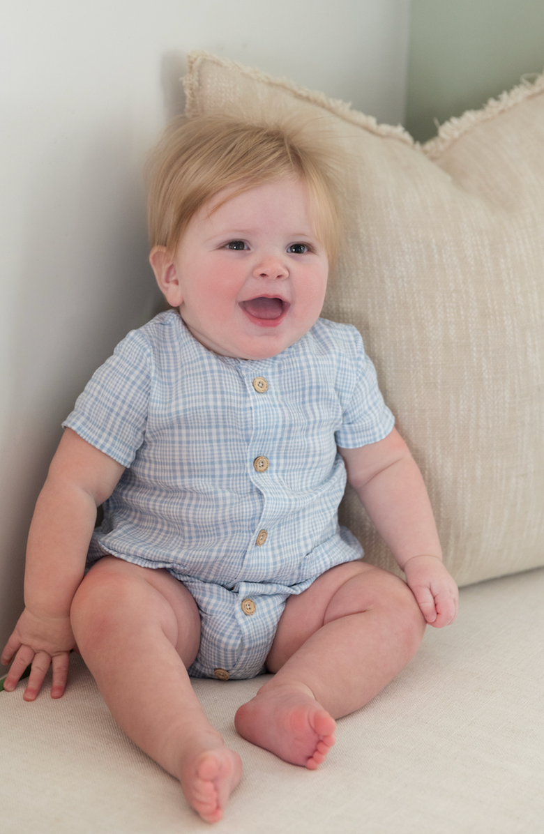 Little Paper Kids Reese Bubble Romper, Alternate, color, Seaside Picnic