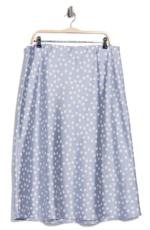 Polka Dot Print Maxi Skirt (Plus)